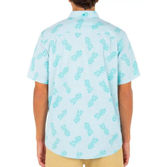 Hurley One‎ and Only Stretch Print Blue Button Down SS Shirt Men's M NWT - Picture 3 of 3